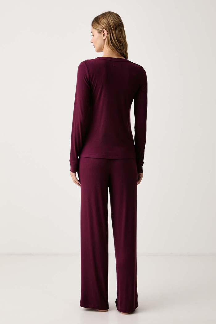 DKNY Piżama damska z wiskozy YI80136 bordowy AW26