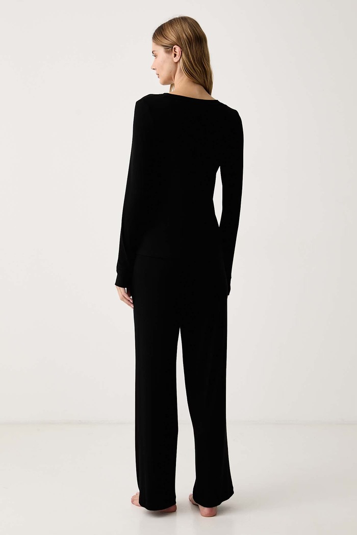 DKNY Piżama damska z wiskozy YI80136 czarny AW26