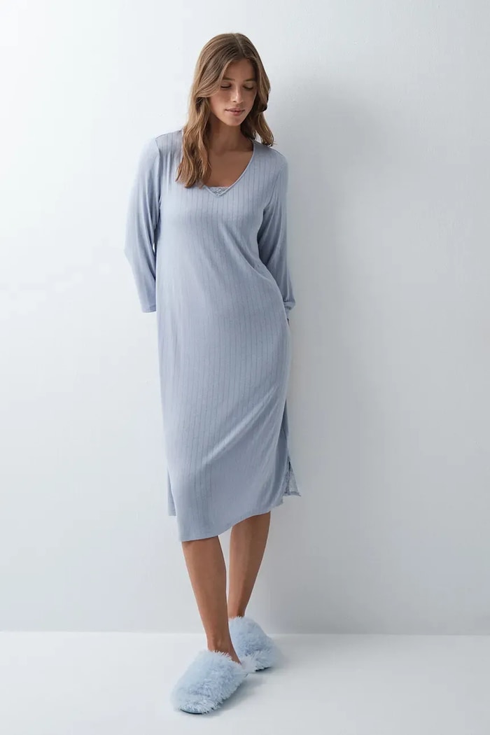 women'secret Koszula nocna damska z wiskozą niebieski 4364659