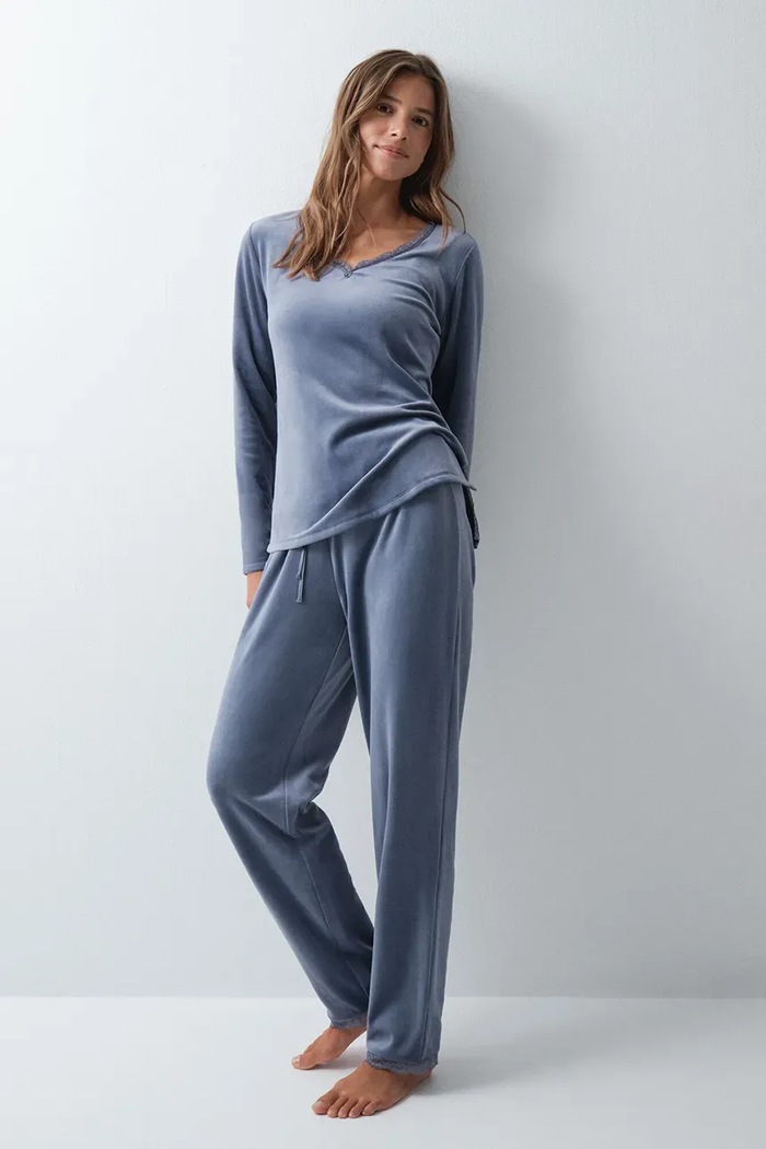 women'secret Piżama dwuczęściowa damska niebieski 3594757