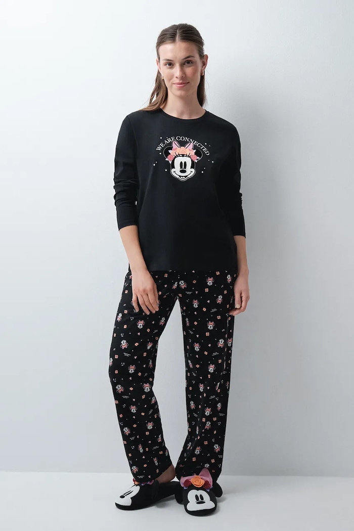 women'secret Piżama dwuczęściowa damska bawełniana czarny 3134062