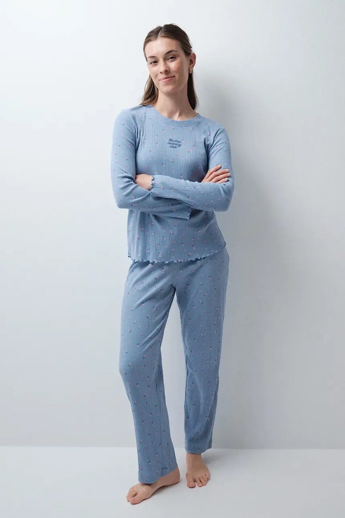 women'secret Piżama dwuczęściowa damska bawełniana niebieski 3134056