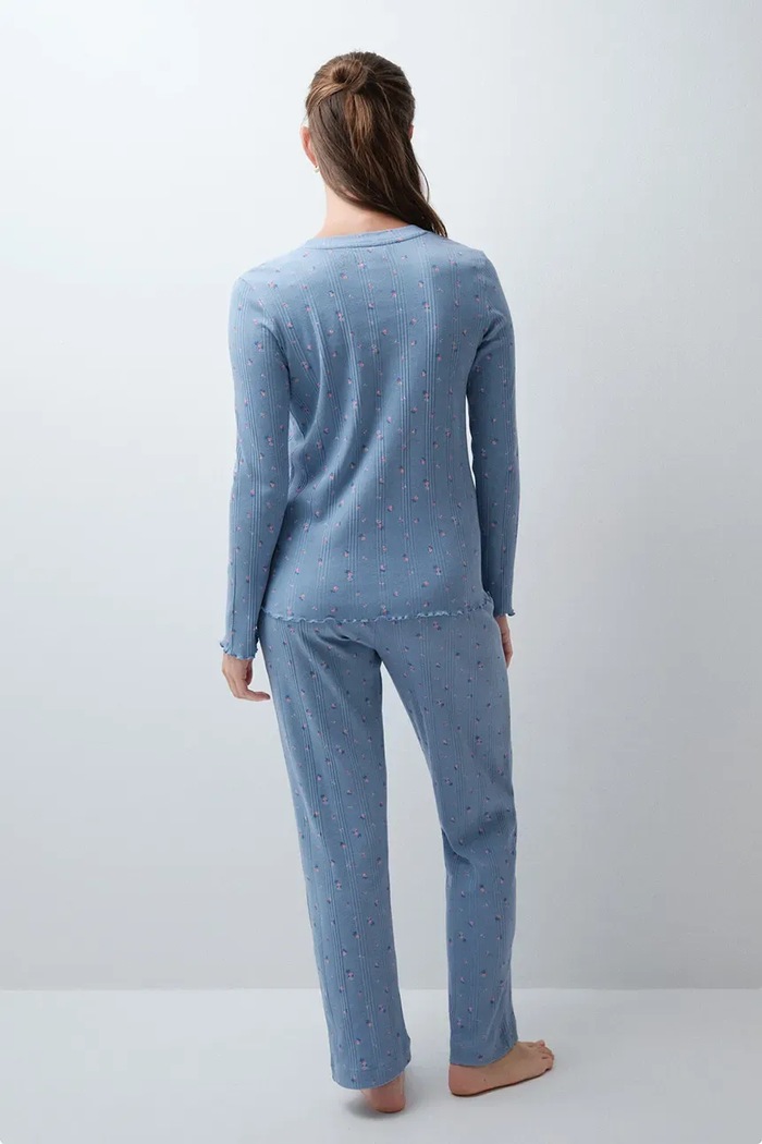women'secret Piżama dwuczęściowa damska bawełniana 3134056 niebieski AW26