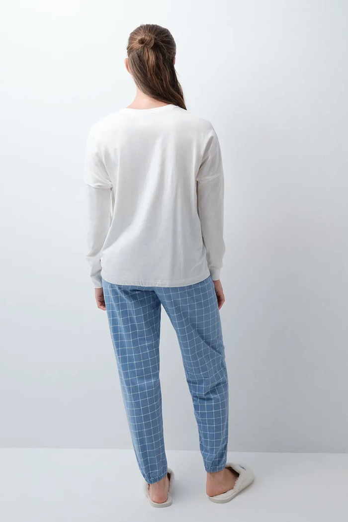 women'secret Piżama dwuczęściowa damska bawełniana 3134047 niebieski AW26