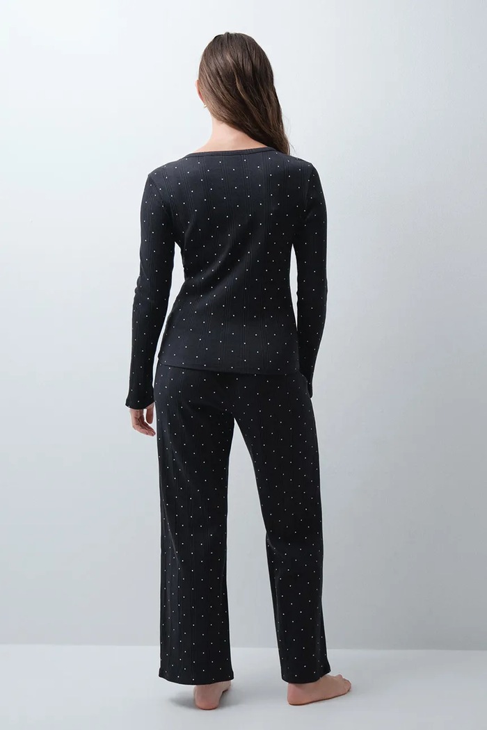 women'secret Piżama dwuczęściowa damska z bawełną 3134054 czarny AW26