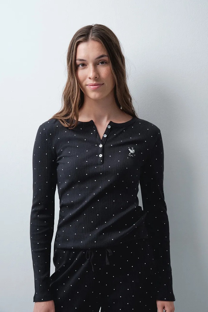 Odzież women'secret Piżama dwuczęściowa damska z bawełną 3134054 czarny