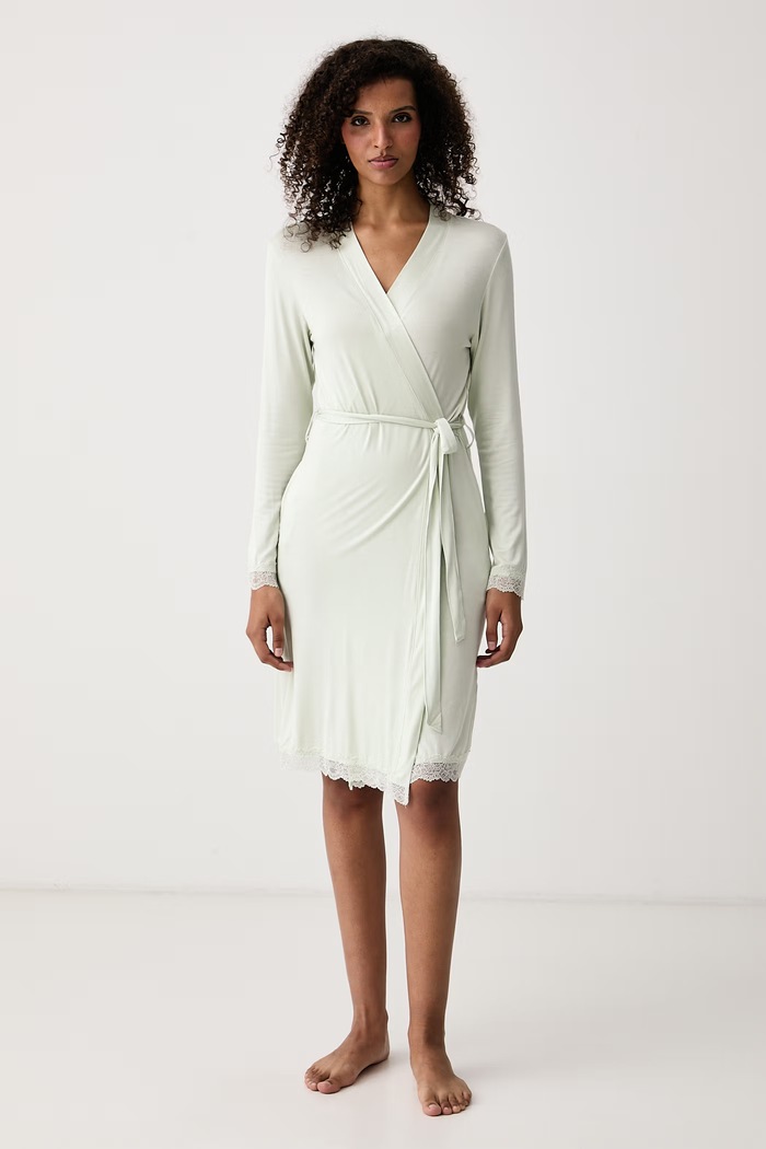 women'secret Szlafrok damski z wiskozą zielony 4354031