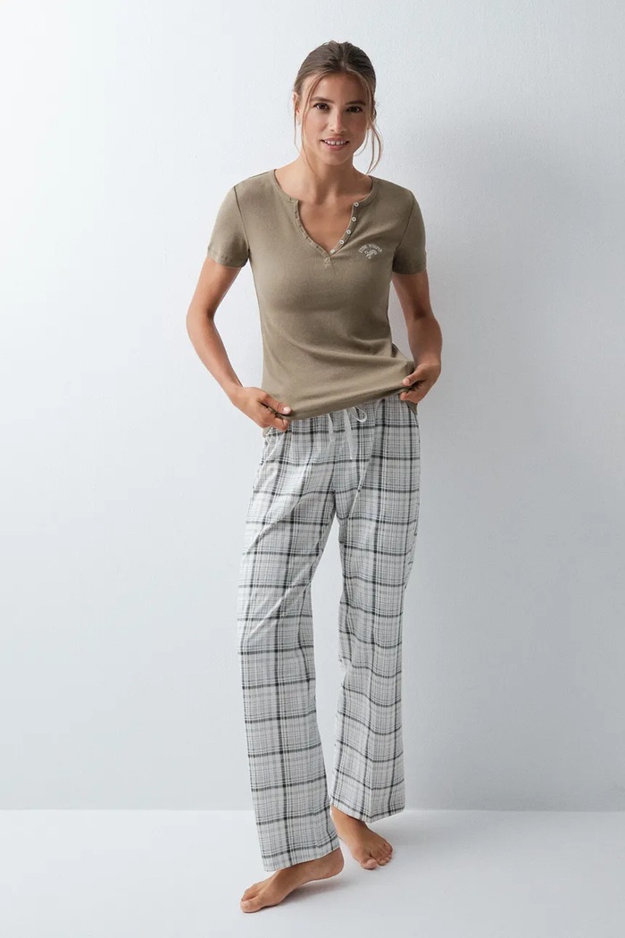 women'secret Spodnie piżamowe damskie bawełniane 3704536 beżowy AW26
