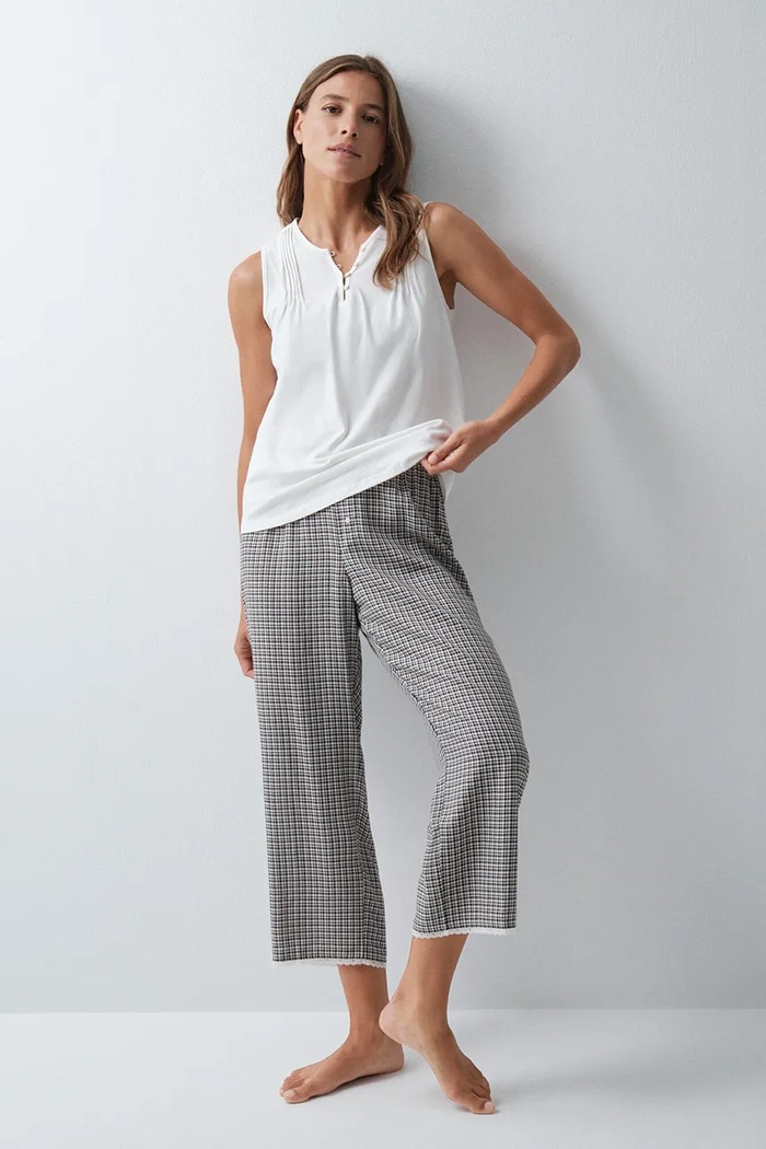 women'secret Spodnie piżamowe damskie z wiskozy 3704554 szary AW26