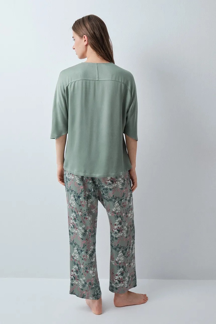 women'secret Piżama dwuczęściowa damska z wiskozy 3594750 zielony AW26