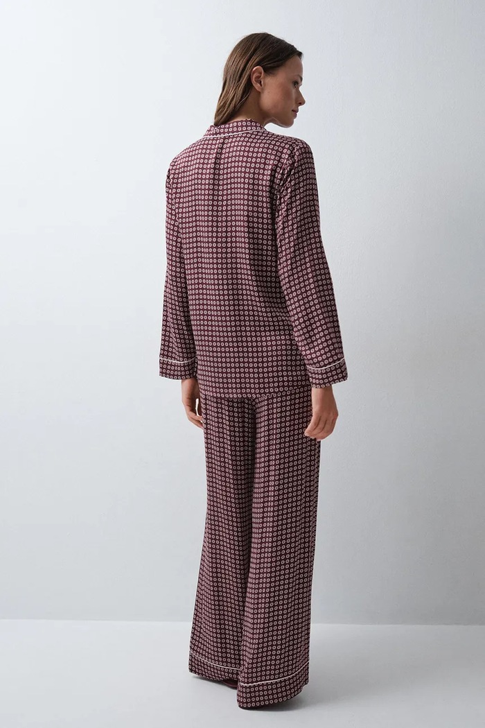 women'secret Piżama dwuczęściowa damska z wiskozy 2544856 bordowy AW26