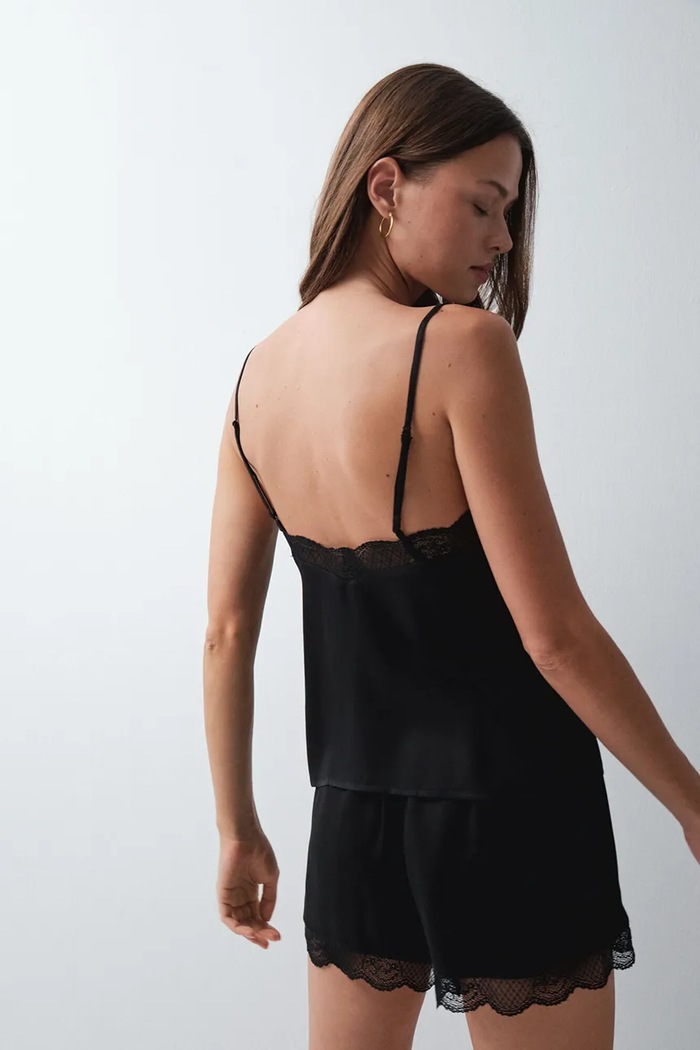 women'secret Piżama dwuczęściowa damska z wiskozą 2544855 czarny AW26