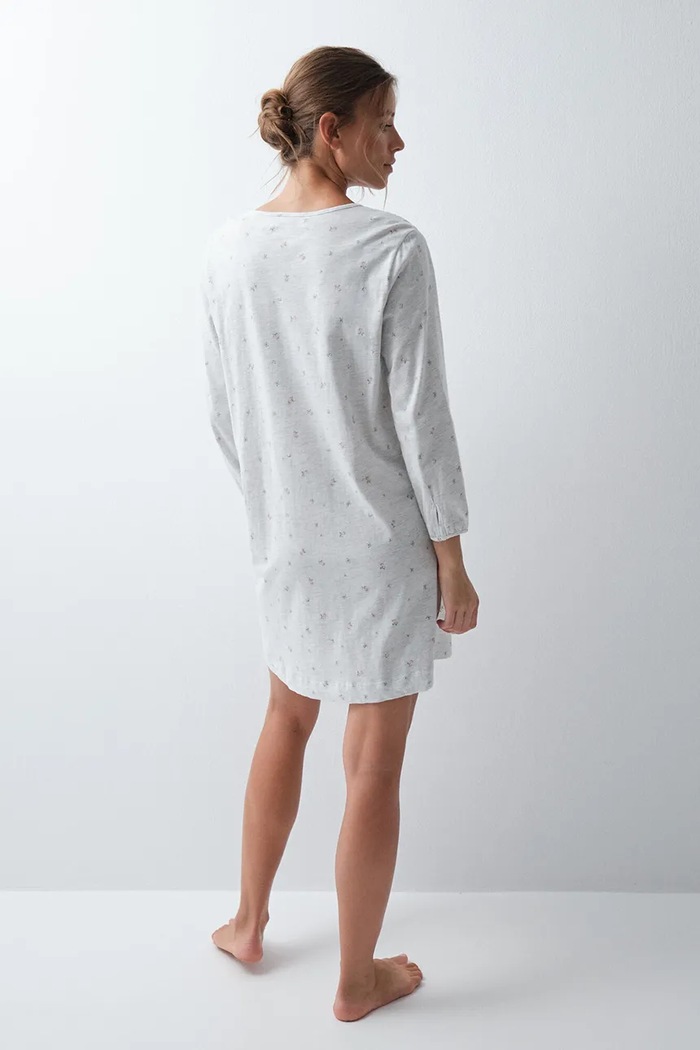 women'secret Koszula nocna damska z bawełną 4364652 szary AW26