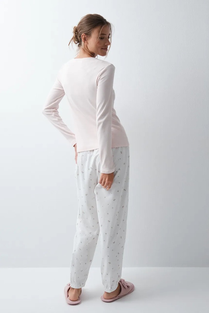 women'secret Piżama dwuczęściowa damska z bawełną 3594739 beżowy AW26