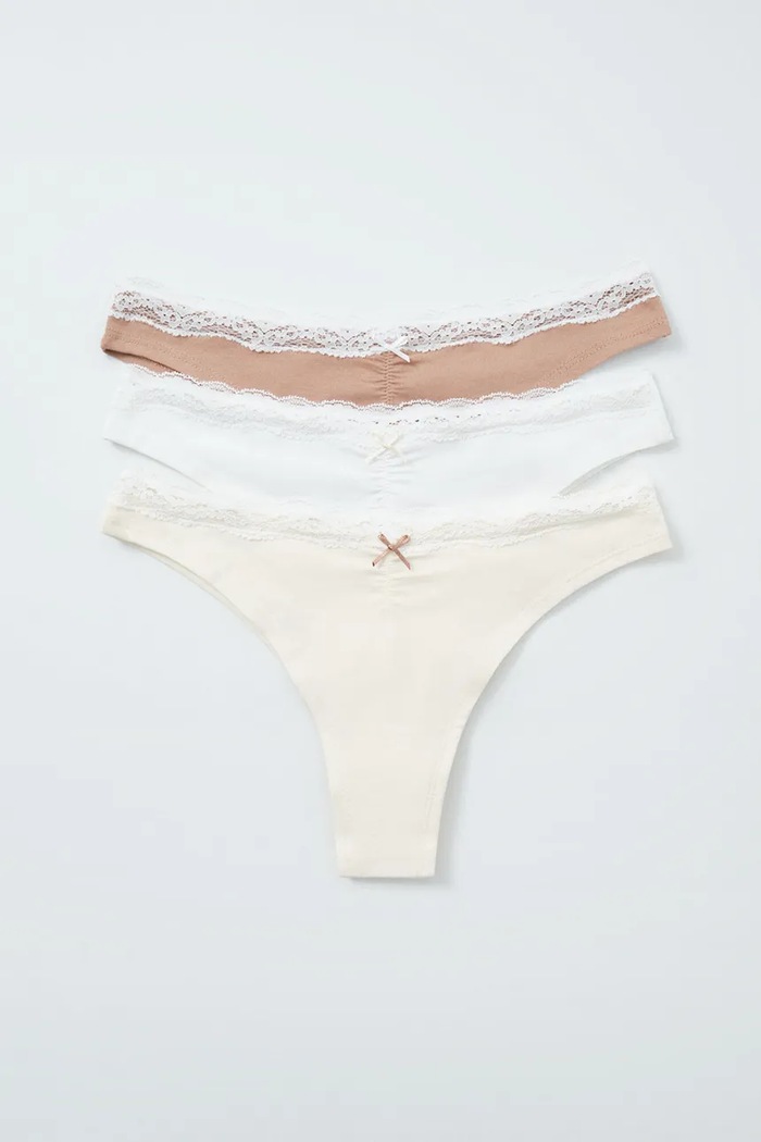 women'secret Brazyliany damskie z bawełną 3-pack beżowy 4934588