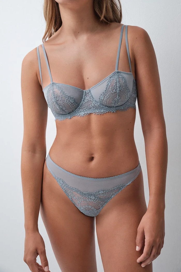 women'secret Stringi damskie koronkowe niebieski 4214263