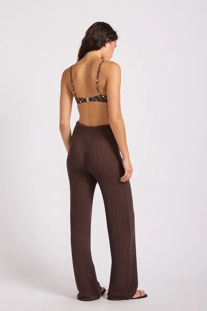 Seafolly Spodnie plażowe damskie Crochet 55806.KN brązowy AW26