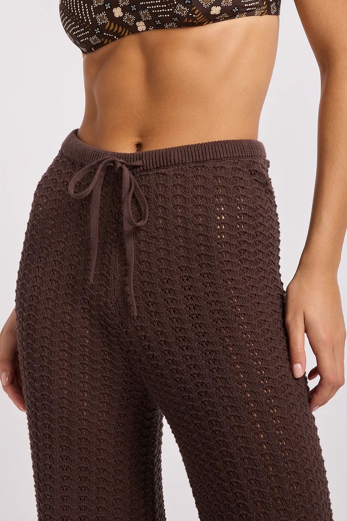 Odzież Seafolly Spodnie plażowe damskie Crochet 55806.KN brązowy