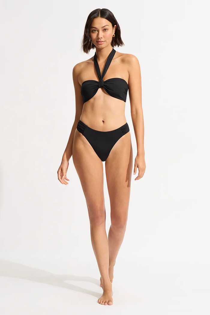 Odzież Seafolly figi kąpielowe damskie Ruched Side 40726.942 czarny