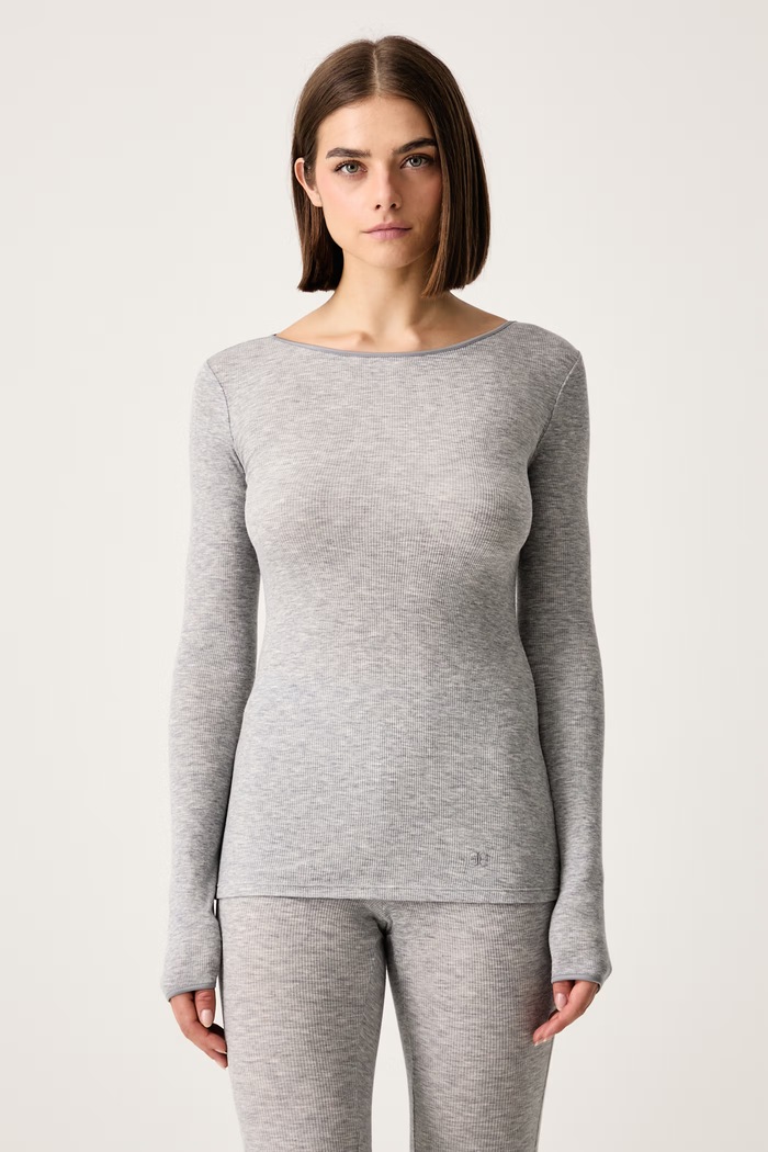Chantelle Longsleeve lounge damski z wełną Warm Radiance szary C1B8J2
