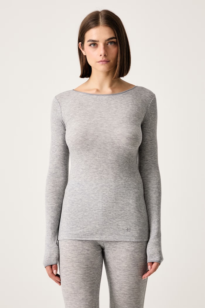 Chantelle Longsleeve lounge damski z wełną Warm Radiance szary C1B8J2