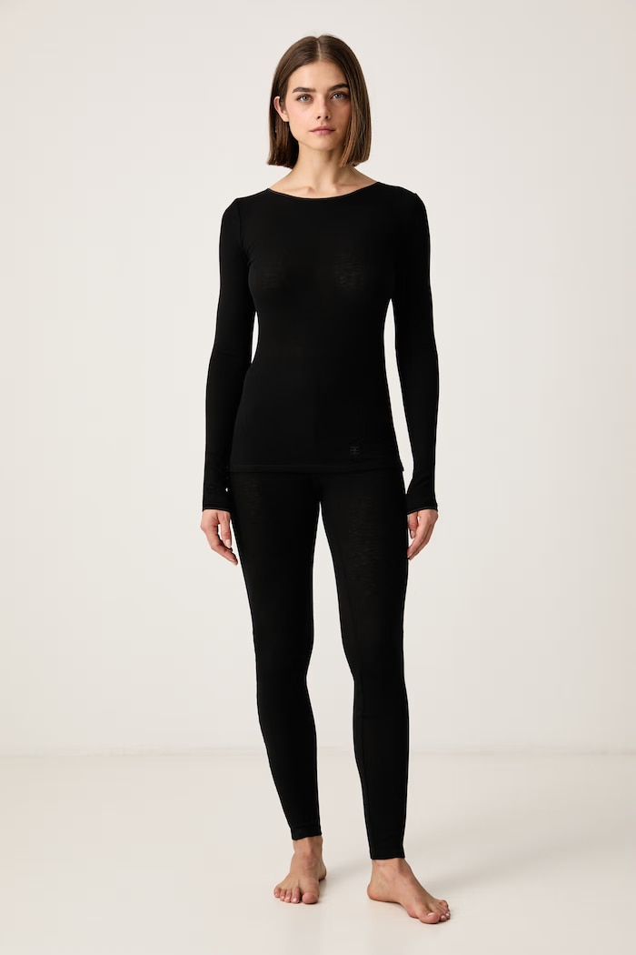 Chantelle Longsleeve lounge damski z wełną Warm Radiance C1B8J2 czarny AW26