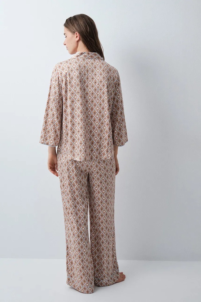 women'secret piżama dwuczęściowa damska z wiskozy 3594724 brązowy AW26