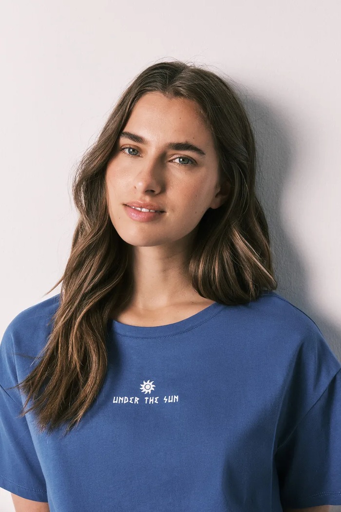 Odzież women'secret piżama dwuczęściowa damska bawełniana 3594737 niebieski