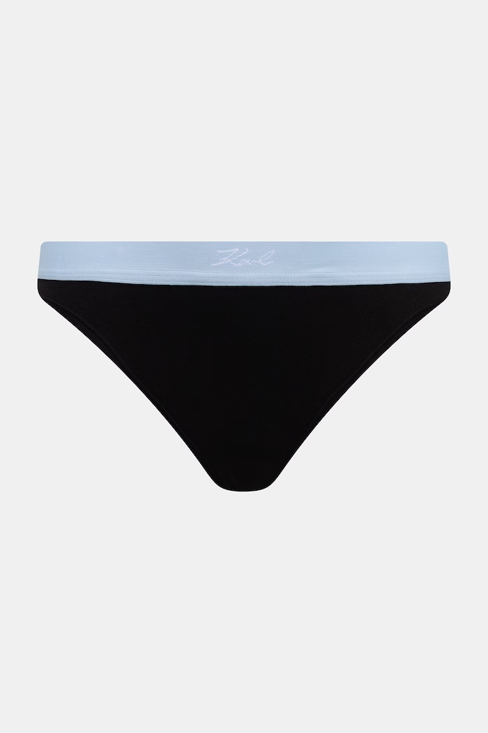 Karl Lagerfeld chiloți g-string pentru femei din bumbac cu elastan pachet de 7 B3W47022 negru AW26
