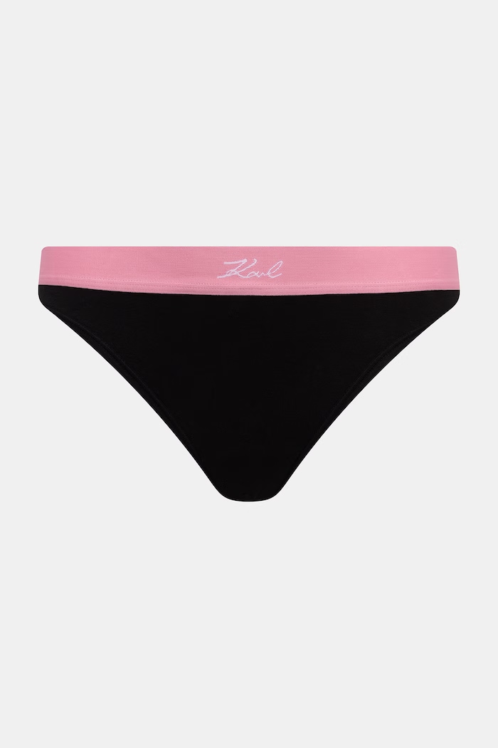 Îmbrăcăminte Karl Lagerfeld chiloți g-string pentru femei din bumbac cu elastan pachet de 7 B3W47022 negru