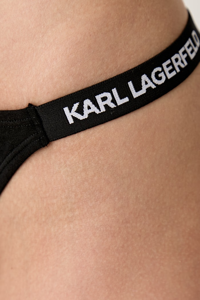 Karl Lagerfeld tangice ženske bombažne z elastanom črna B3W47025