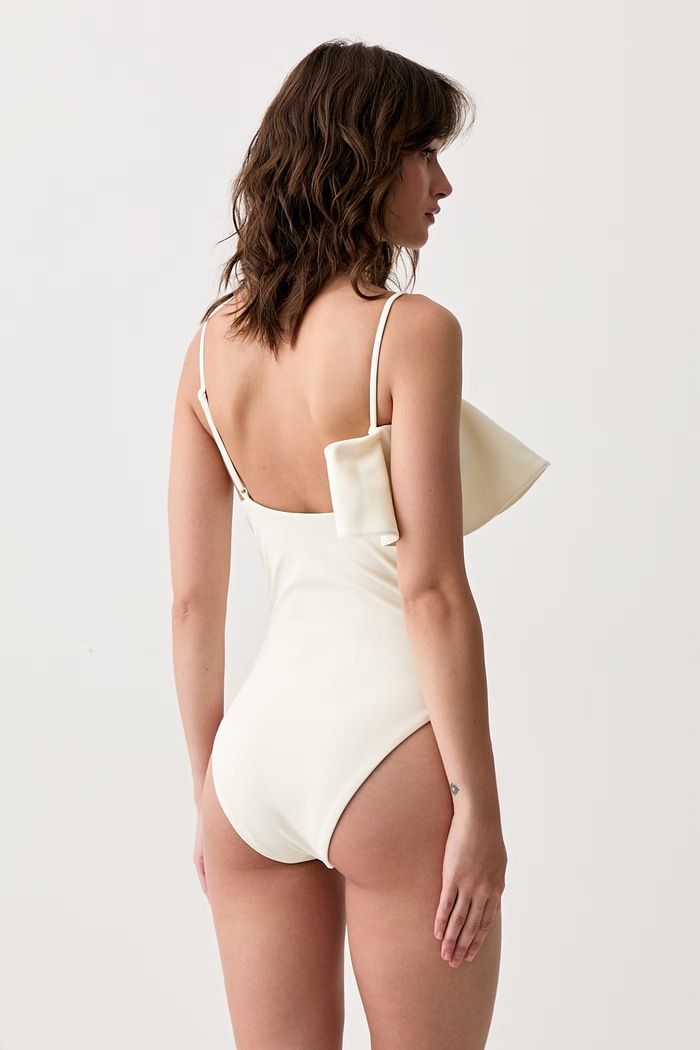 Karl Lagerfeld costum de baie dintr-o singură piesă pentru femei B3W46027 bej AW26