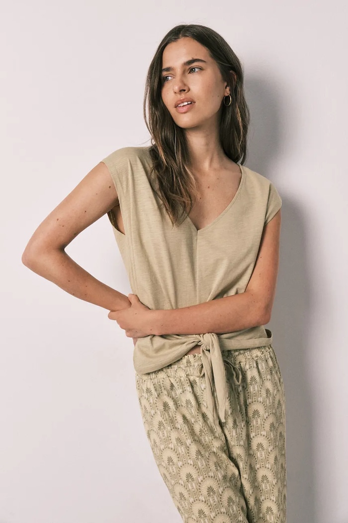 Îmbrăcăminte women'secret pijama din două piese pentru femei, din bumbac 3593049 verde