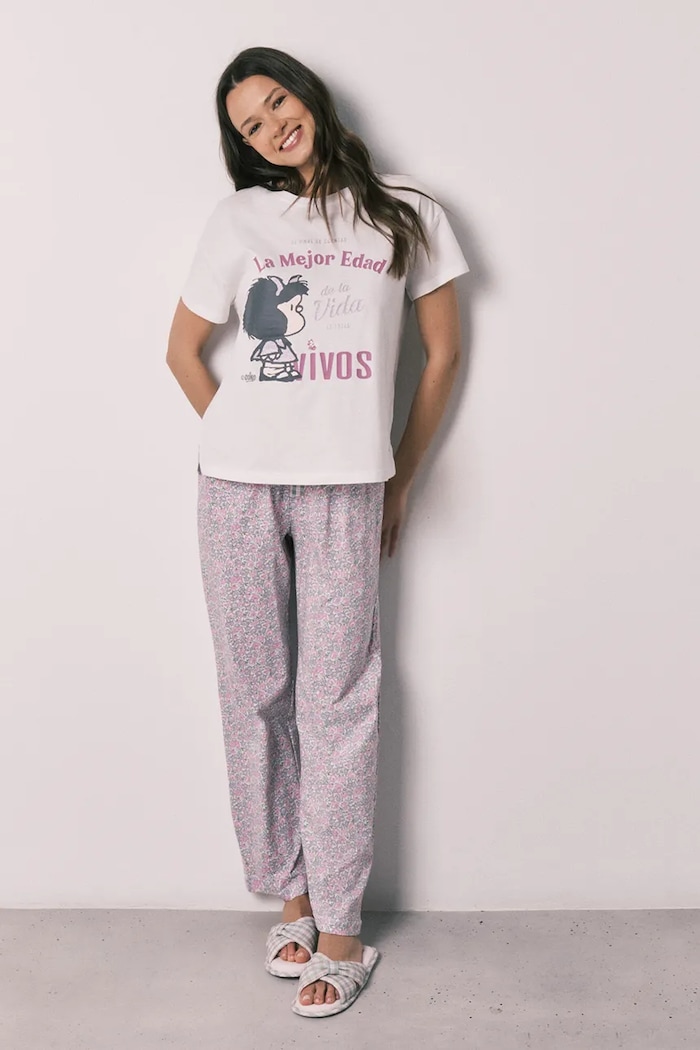 women'secret pijama din două piese pentru femei, din bumbac bej 3133529