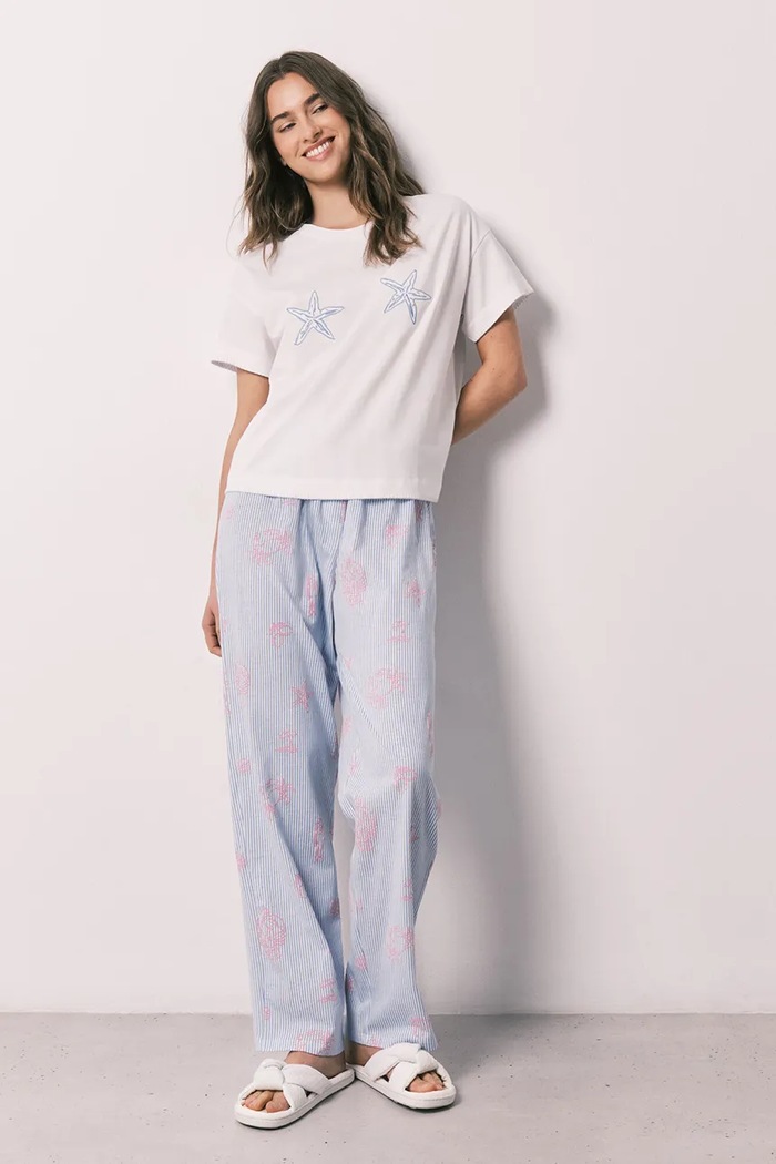 women'secret pijama din două piese pentru femei, din bumbac alb 3593068