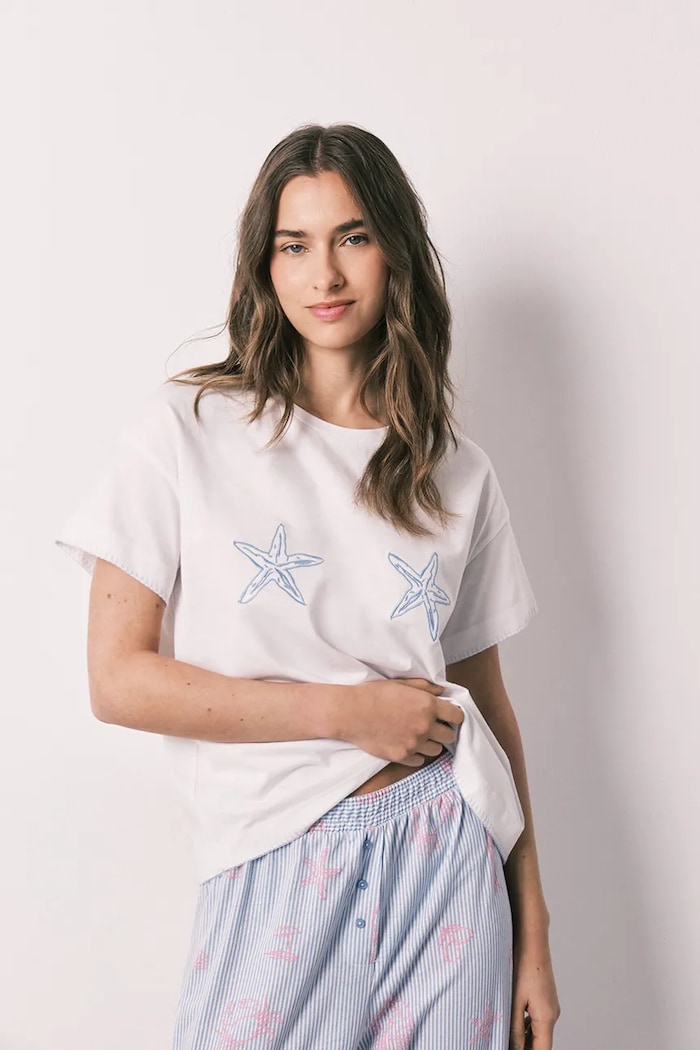 Îmbrăcăminte women'secret pijama din două piese pentru femei, din bumbac 3593068 alb