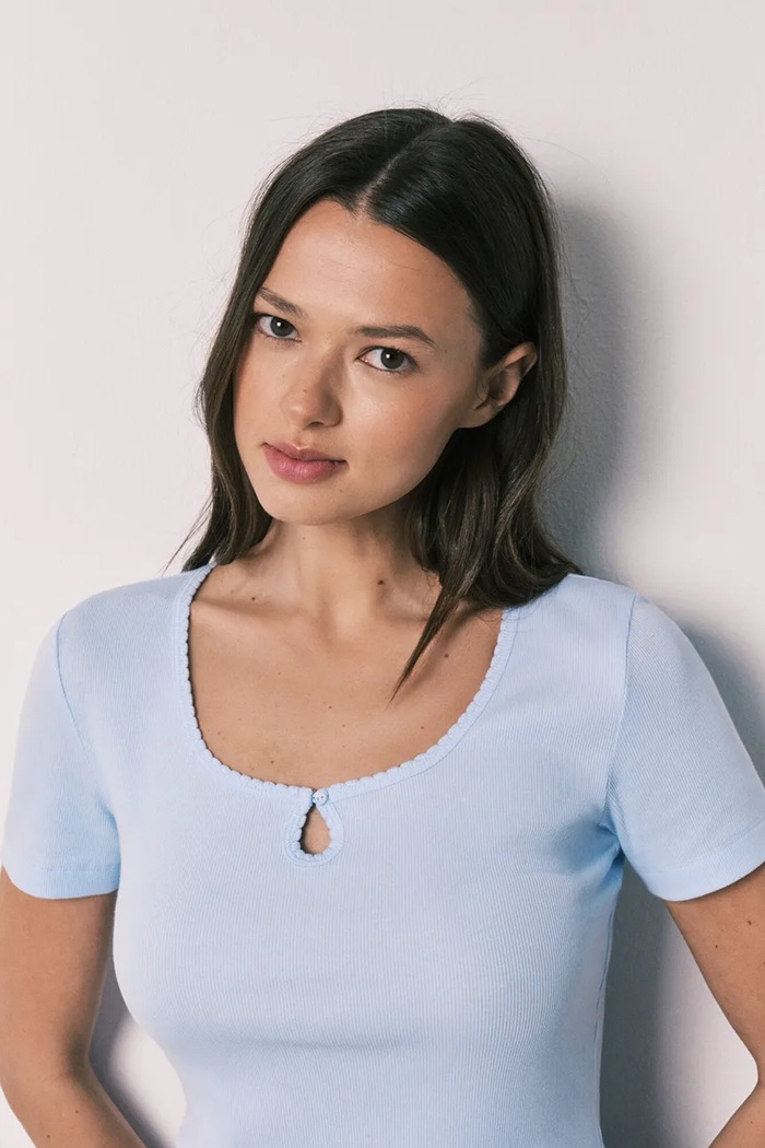 women'secret dvojdielne pyžamo dámske bavlnené s elastanom modrá 3593087