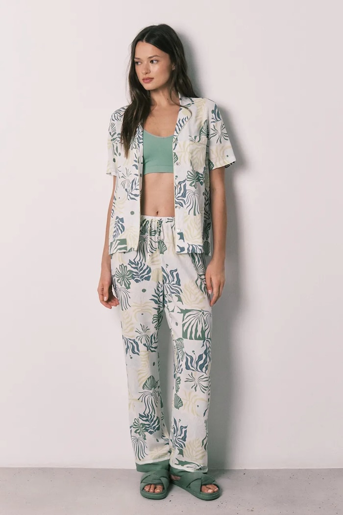 women'secret pijama din două piese pentru femei. din vâscoză verde 3133549