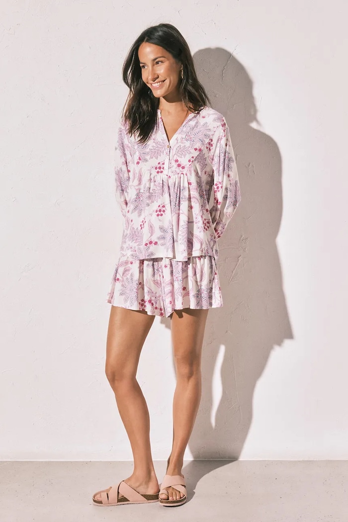 Oblečenie Women'secret komplet loungwear dámsky z viskózy 4853725 fialová