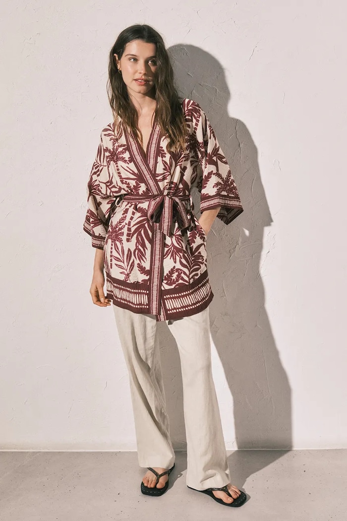 Îmbrăcăminte women'secret kimono pentru femei cu vâscoză 4923680 burgundia