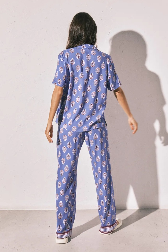 Women'secret pijama din două piese pentru femei. din vâscoză 3793072 albastru AW26