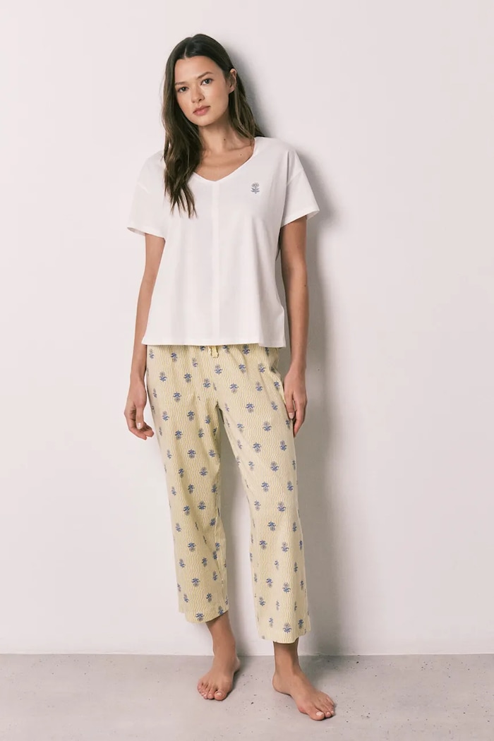 women'secret pijama din două piese pentru femei. din bumbac galben 3593073