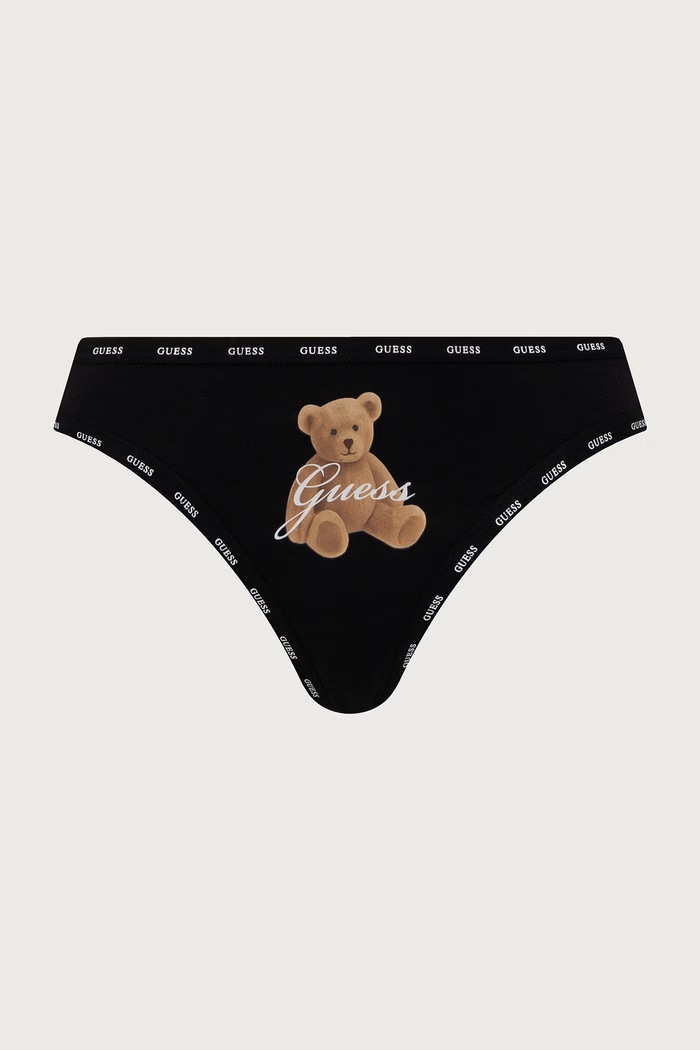 Odzież Guess Stringi damskie bawełniane z elastanem ARIA 3-pack O6BG02.K5995 czarny