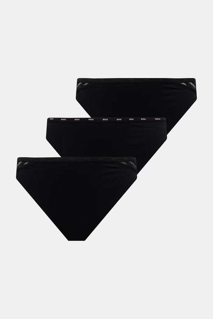 BOSS κιλότα γυναικεία 3P LACE BRAZILIAN 3-pack μαύρο 50566501