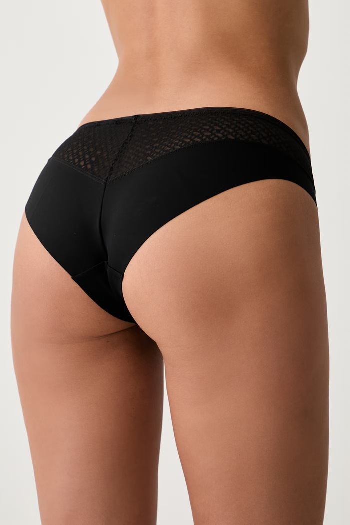BOSS klasične hlačke ženske BRIEF_B LACE 50566492 črna AW26