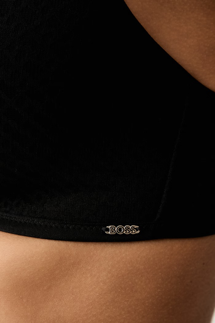 Дрехи BOSS триъгълен сутиен PADDED SOFT_B LACE 50566474 черен