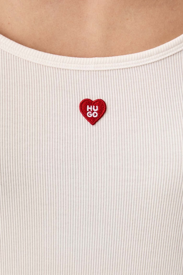 T-shirt piżamowy damski z modalu HUGO HEART T-SHIRT HUGO 50566639 beżowy