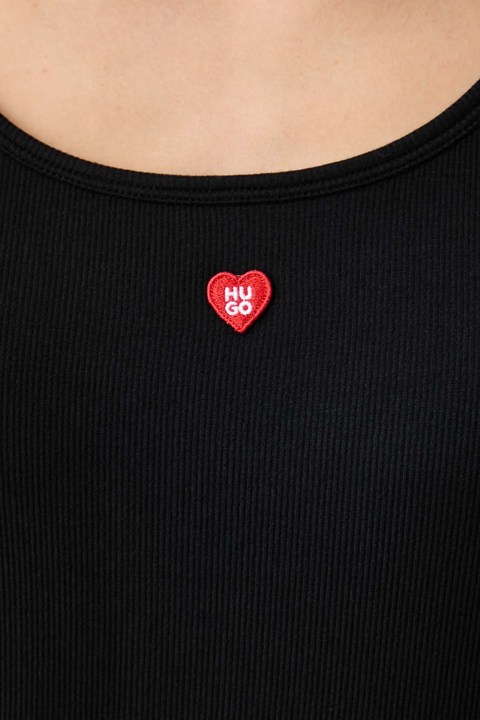 Pižama kratka majica ženska modalna HUGO HEART T-SHIRT HUGO 50566639 črna