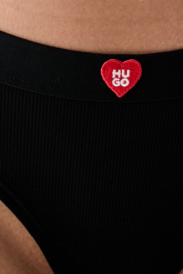 HUGO tangá dámske HUGO HEART THONG čierna 50566784