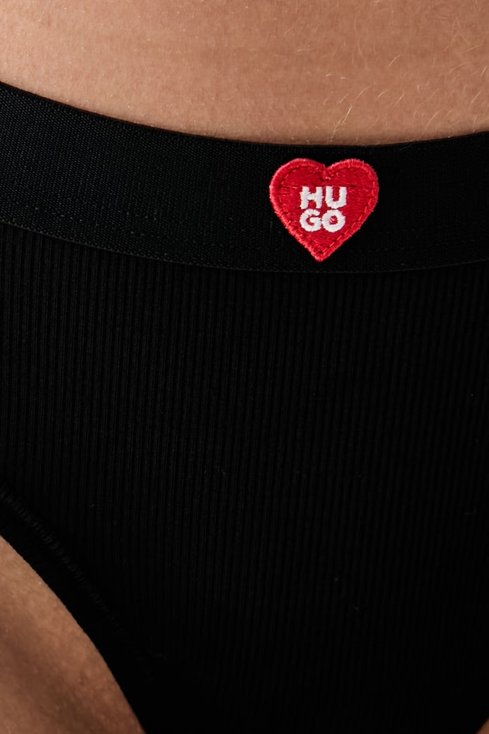 HUGO tangá dámske HUGO HEART THONG čierna 50566784